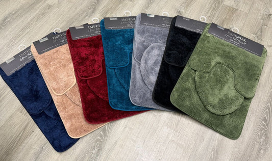 3PC BATHROOM MAT ASSORTED BOX 12 PC